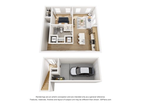 Floor plan for 1 bed, 1 bath, 663 sqft
